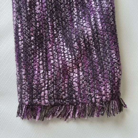 Dress Barn Shades of Purple Fringe Tweed Padded Shoulder Blazer Jacket Women's 8 - Picture 10 of 11
